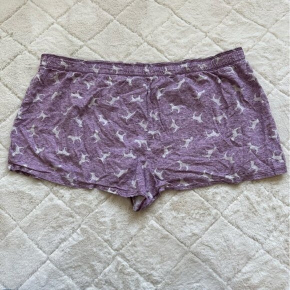 Victoria's Secret Pink | Purple Flannel Sleep Boxy Short Shortie Dogs | Size XXL - Picture 5 of 14